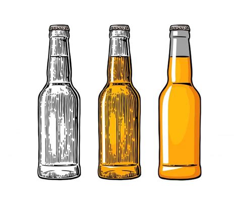 Beer Bottle Color Engraving And Flat Illustration Paid Ad