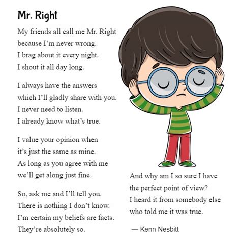Kenn Nesbitt On Twitter New Funny Poem For Kids Mr Right