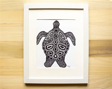 The Sea Turtle Linoleum Block Print Handmade Hand Carved Etsy