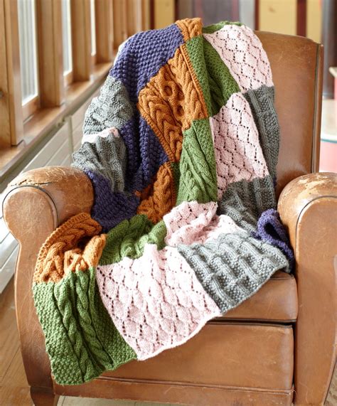 Patchwork Sampler Throw Pattern Knit Knitted Blankets Patchwork Blanket Knitted Afghans