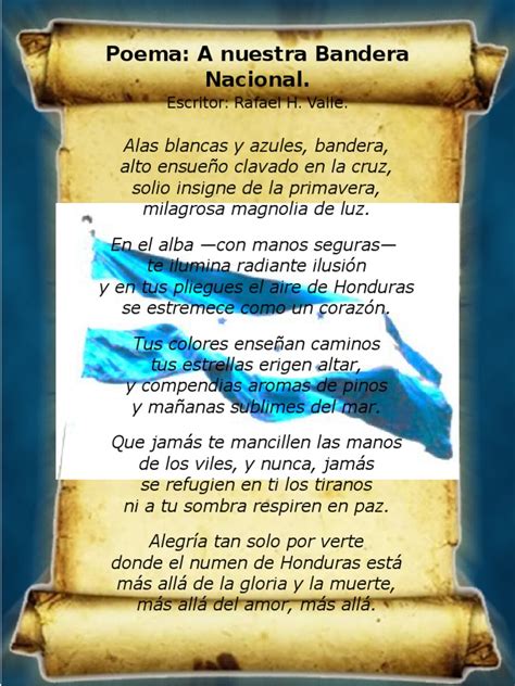 Poema A Nuestra Bandera Nacional Escritor Rafael H Valle