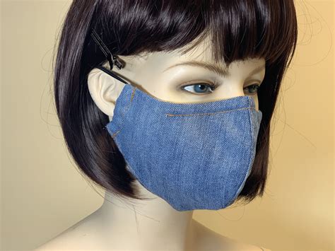 Denim Face Mask Cdc Recommend Denim Canvas 100 Cotton Fabric Etsy Face Mask Face Mask Set