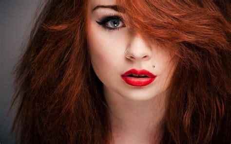 1920x1080 1920x1080 Women Redhead Blue Eyes Pale Nose Rings Wallpaper