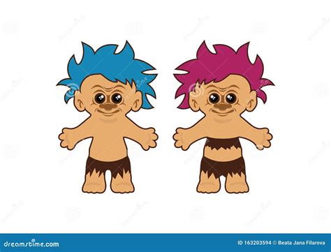 Hairy troll figures vector stock vector. Illustration of creature
