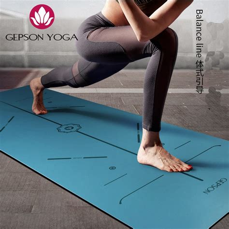 heathyoga pro non slip rubber yoga mat with body alignment lines free carry bag durable rubber