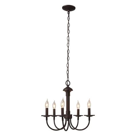 5 Light Oil Rubbed Bronze Classic Farmhouse Candle Chandelier For