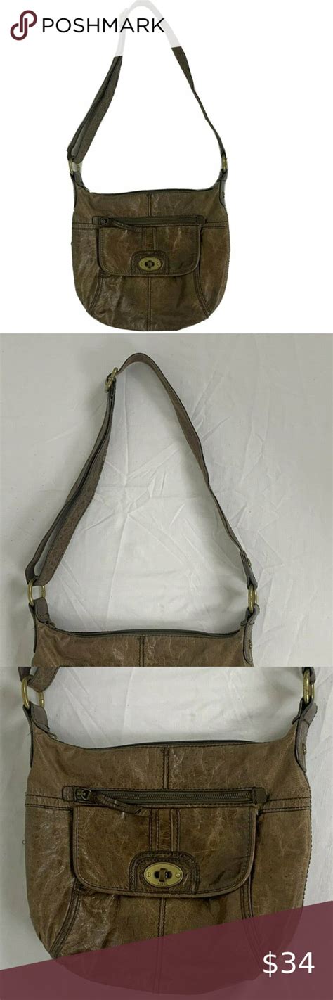 Fossil Crossbody Purse Bag Brown Leather Medium Long Live Vintage Since