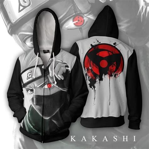 Kakashi Sharingan Hoodie Zip Up Jacket Naruto Hoodie Anime Jacket