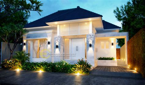 Tambahkan taman kecil dan pepohonan di area rumah sehingga tampak lebih asri. Desain Rumah Villa Bali 1 Lantai Ibu Silvia di Singaraja, Bali