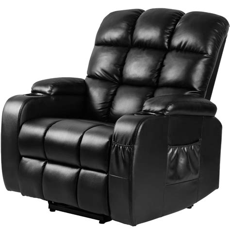 dwvo power lift recliner massage chair heating oversize seat with cup holders pockets black