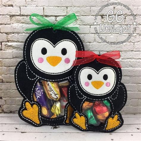 Penguin Peekaboo Treat Bag In The Hoop Machine Embroidery Etsy