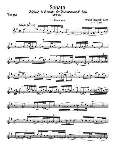 Violin Sonata No In G Minor BWV Bach Johann Sebastian