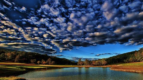 Beautiful Sky Beautiful Clouds Lake Landscape Hd Wallpaper