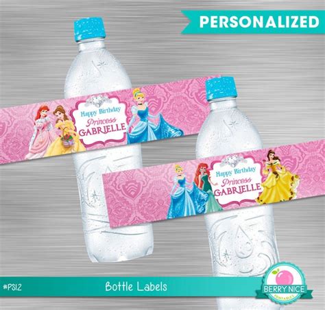 Disney Princess Water Botlle Label Print Yourself Princess Etsy