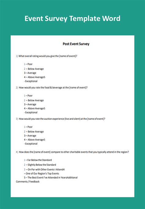Event Survey Template Word