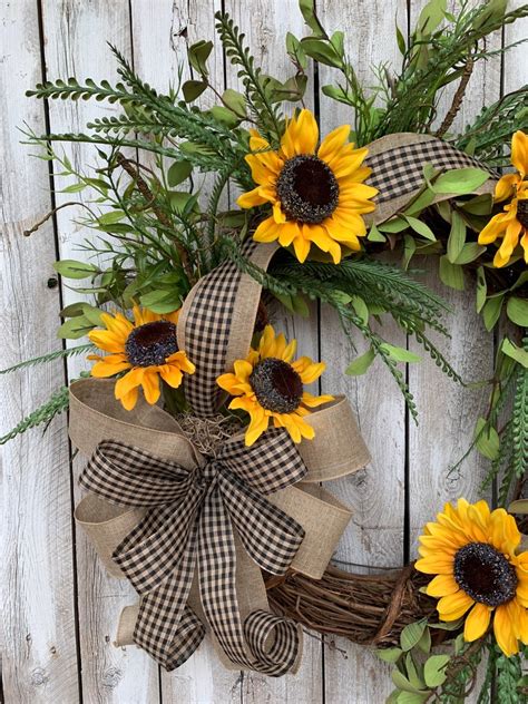 Best Seller Sunflower Wreath Summer Wreaths For Front Door Etsy