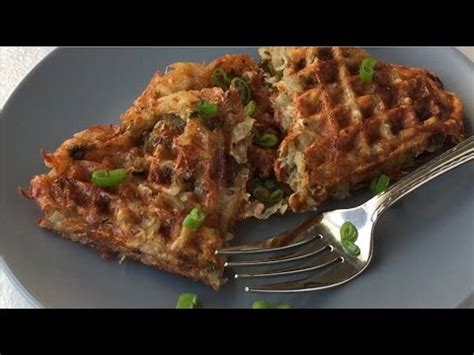 Combine the hash browns, shredded cheese, and a sprinkle of salt and pepper. Cheesy Hash Brown Waffles with Roasted Green Chiles - YouTube