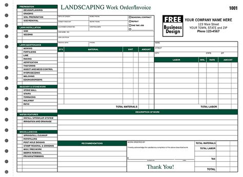 39 work order templates download pdf work order format. ANS Business Forms & Systems - Horizontal Landscaping Work Order/Invoice