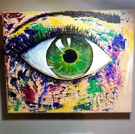 Original Abstract Realism Painting Of Colorful Eye Acrylic Etsy
