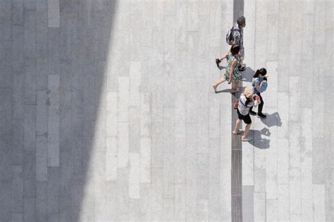 Premium Photo Top View Crowd Of People Walks On A Business Street