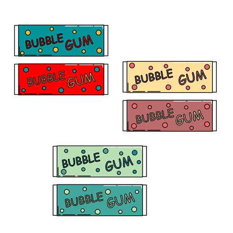 Set Of Chewing Gum Plate In Foil Bubble Gum Vector Illustrator