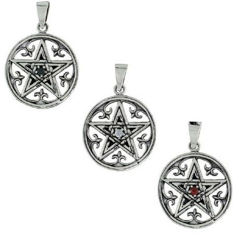 Sterling Silver Fleur De Lis Pentagram Celtic Pendant With Cz Stone Ebay