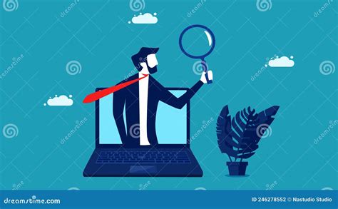 Businessman Searching For Information On The Internet Search Concept Stock Vector