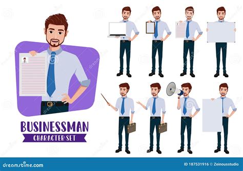 Businessman Character Vector Set Business Man Characters Office