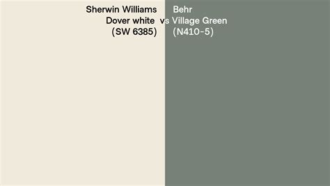 Sherwin Williams Dover White Sw 6385 Vs Behr Village Green N410 5