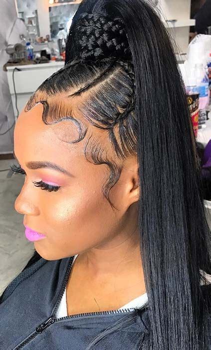 Very High Weave Ponytail With Braids Cute Ponytail Hairstyles Stylish