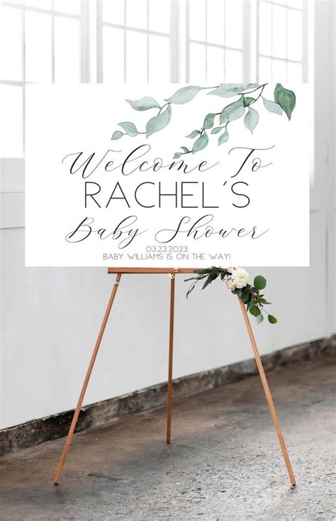 Trouva.com has been visited by 10k+ users in the past month Greenery Baby Shower Welcome Sign Template, Editable ...