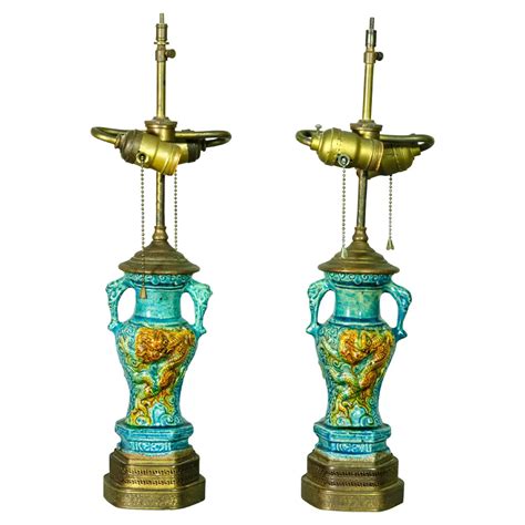 Pair Of Chinese Turquoise Pottery Table Lamps Hold 10 25 23 David Neligan Antiques