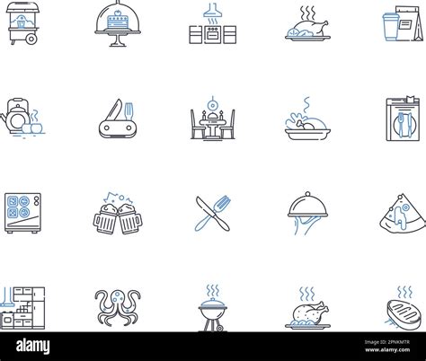 Food Serving Business Line Icons Collection Restaurant Cafe Bistro