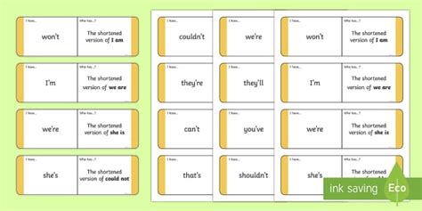 Shortened Words Loop Cards Teacher Made Twinkl