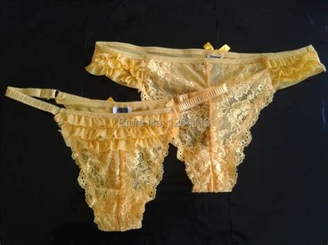 Free Shipping Lace Sexy Gold G String Lovely Lotus Leaf Edges Women