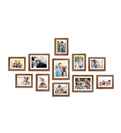 Buy Brown Synthetic Wood Wall Photo Frame Set Of 11 By Art Street