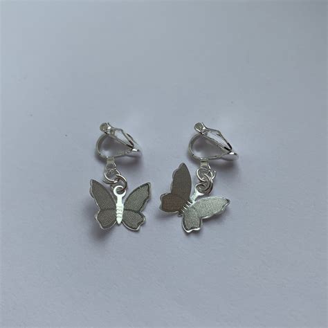 Silver Tone Butterfly Clip On Earrings Also Available In Etsy UK