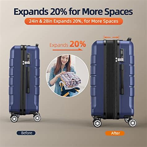 Showkoo Luggage Sets Expandable Pcabs Durable Suitcase Double Wheels