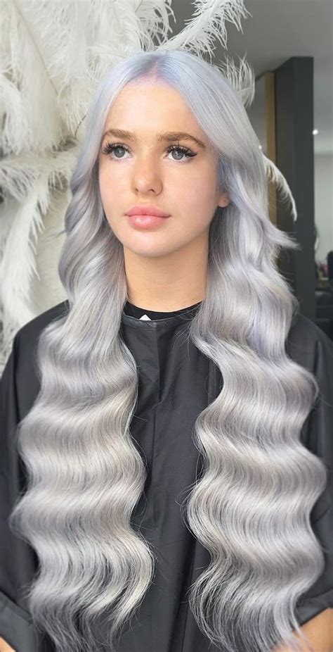 Trendy Grey Silver Hair Colour Ideas For Long Silver Hair Colour