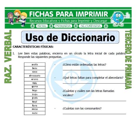 Usando El Diccionario Para Cuarto Grado De Primaria Web Del Docente