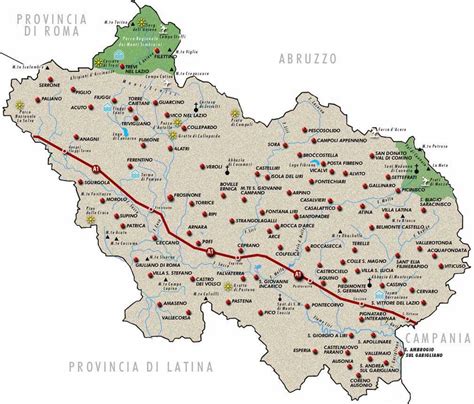 I capoluoghi di provincia sono i comuni che appartengono e identificano la presenza di una provincia nella loro regione. Mappa Ciociaria - La Guida Pratica di Easytuscia.com