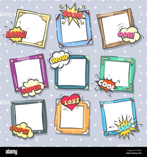 Comics Design Frames Beautiful Photo Frame Set With Boom Bubbles For