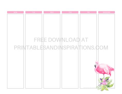 Free Pink Flamingo 2019 Calendar Printable And Weekly Planner Weekly Planner Printable