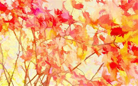 Monotype Art Pattern Leaves Colored Autumn Hd