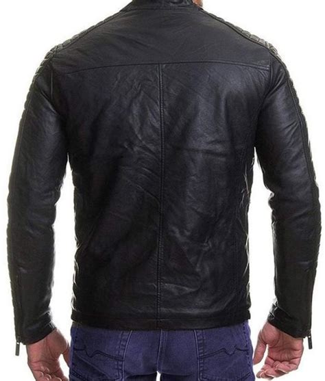 Casual Mens Padded Style Slimfit Black Leather Jacket Abbraci