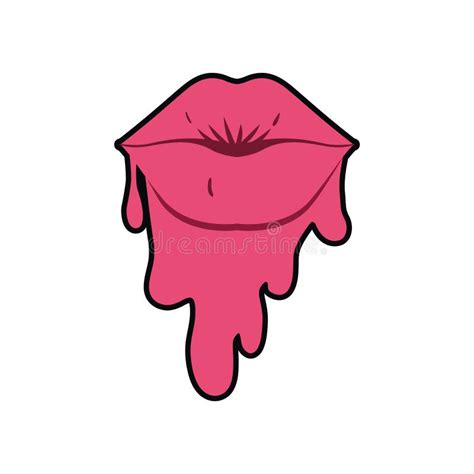 Female Lips Dripping Isolated Icon Stock Vector Illustration Of Flat