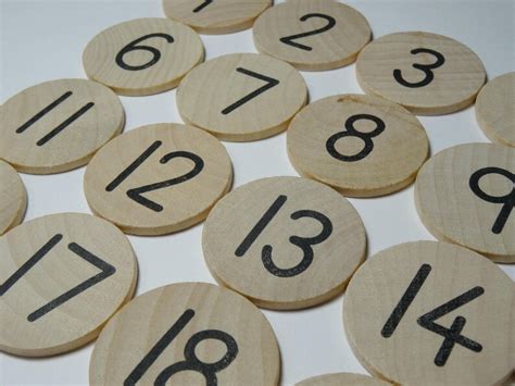 Wooden Number Discs 1 To 20 Montessori Toy Teacher Etsy