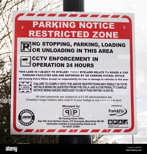 Parking Notice Restricted Zone With £60 Fine Newcastle International