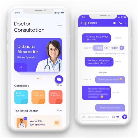 In-app messaging for Doctor Appointment app | Health app design, App interface design, Medical app