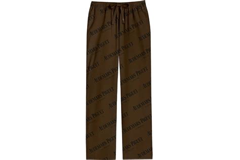 Travis Scott Cj X Audemars Piguet Logo Silk Pajama Pants Brown Herren